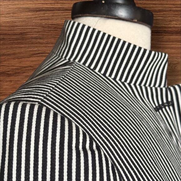 CHAPS by Ralph Lauren Jacket Sz 4 Womens Black and White Stripe Lined Blazer - Picture 9 of 11